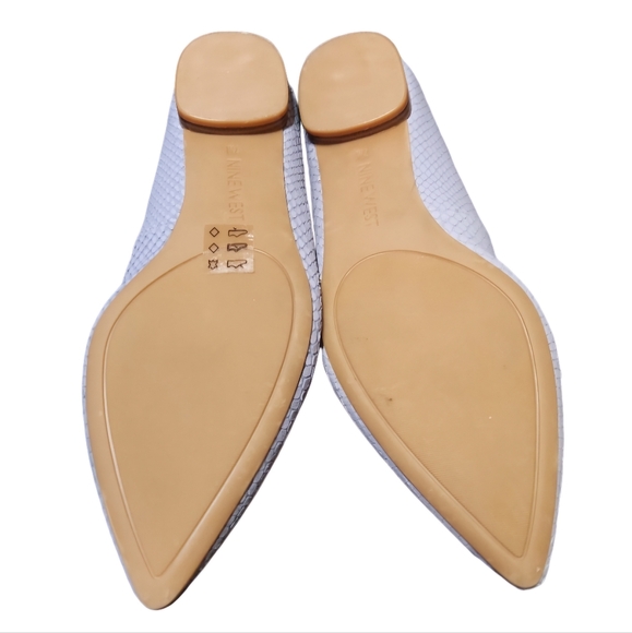 Nine West Leather Snake Skin Flats Blue Periwinkle Size 7M NWONLEE NWOB - Picture 3 of 5